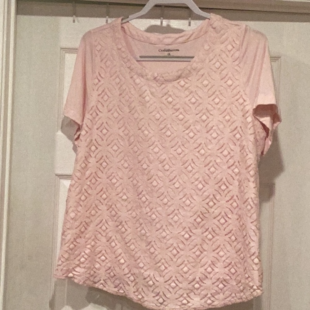 Croft & Barrow Pink Lace Women's Top Size 1X